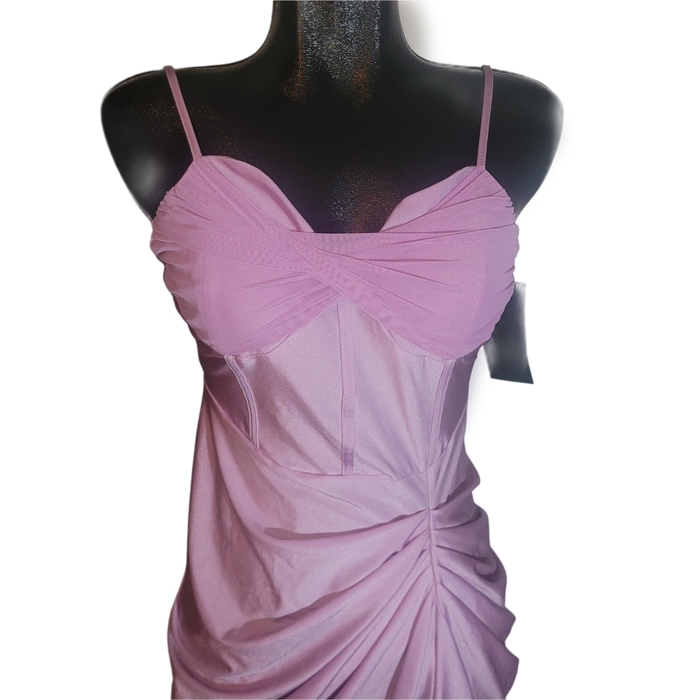 Shein Lilac Colored Cami Midi Dress with Gathered Detailing NWT Size L - Picture 3 of 6